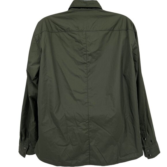J. Crew Men's Olive Green Nylon Shacket Size XL Full Lined Snap Button Collared - Picture 2 of 8